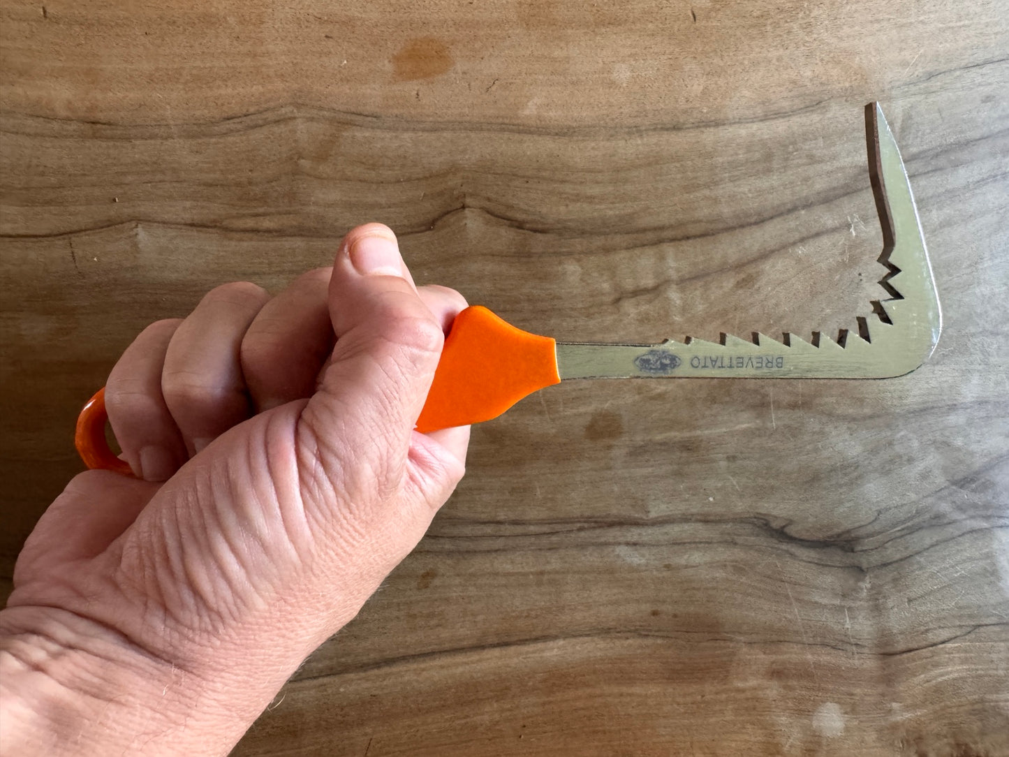 Grande Kondor orange tenue en main pour visualiser sa taille et sa prise en main.