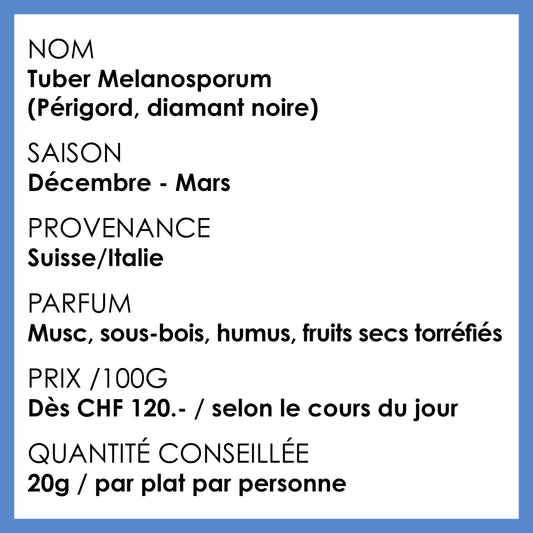 1 / Truffe Melanosporum, Diamant noir premier choix, provenance Suisse, France.