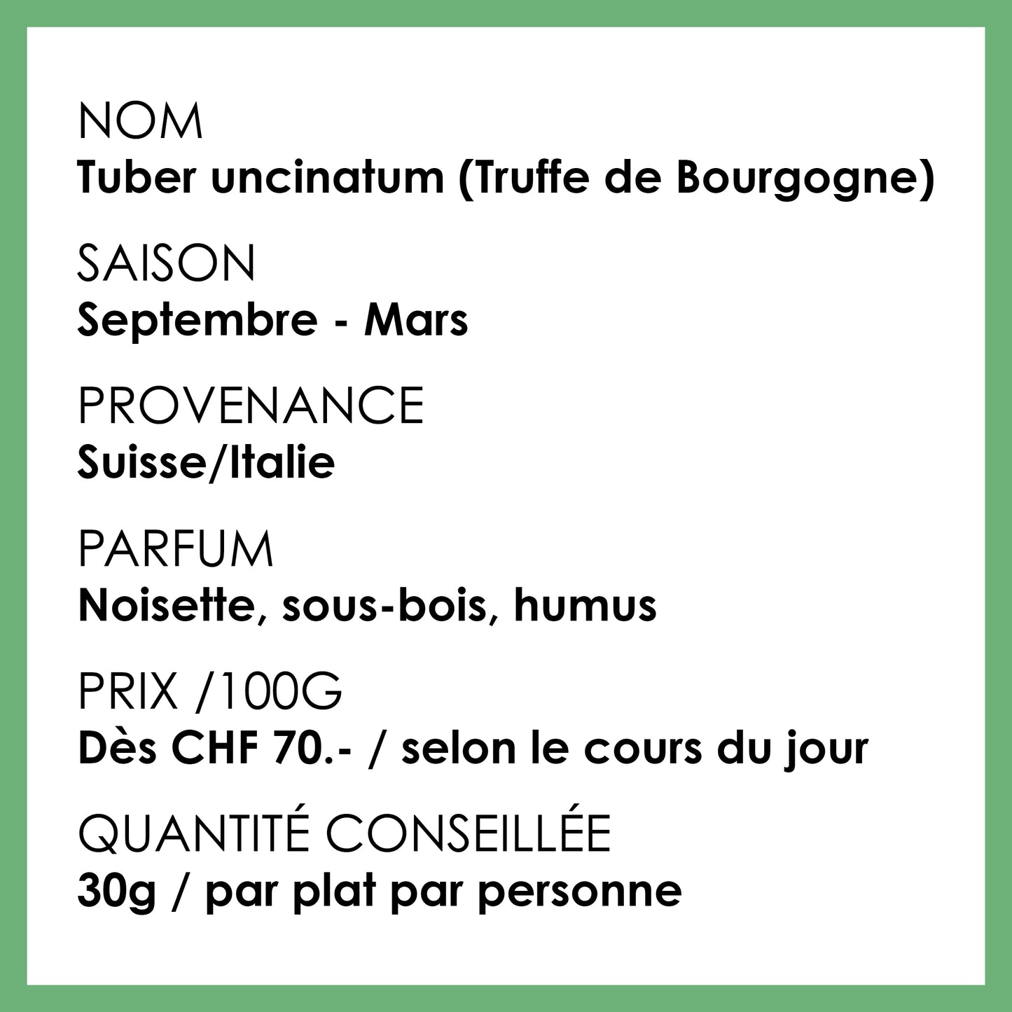 Truffes fraîches, Tuber Uncinatum dîtes truffe de Bourgogne ou d’automnes
